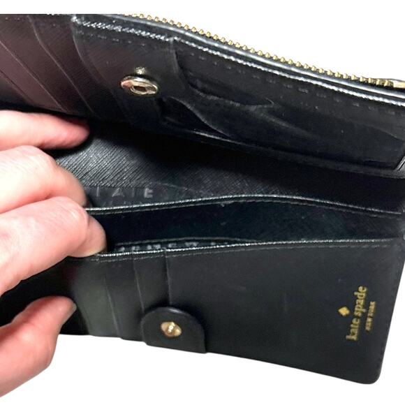 Kate Spade Classic Wallet - Black with Silver - Zipper Pocket, Snap Closure - Picture 7 of 10